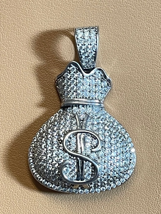 money bag jewelry Other - Money Bag Monopoly DahWear925 Sterling Silver CZ Hip Hop Pendant